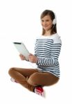 Teenage Girl Listening Music Stock Photo