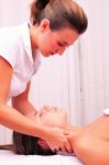 Physiotherapy Cervical Massage Stock Photo