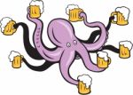 Octopus Holding Mug Of Beer Tentacles Stock Photo