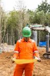 Thai Construction Site Worker Stock Photo