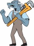 Dragon Plumber Monkey Wrench Fist Pump Isolated Stock Photo