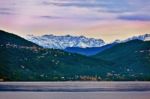 Lake Maggiore And Swiss Alps Stock Photo