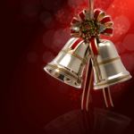 Christmas Bells Holly Leaf And Ribbon Stock Photo