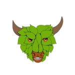 Green Bull Head Drawing Stock Photo