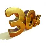 3d Gold 30 Thirty Percent Discount Sign Stock Photo