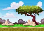 Cartoon  Landscape With Separated Layers For Game And Animation Stock Photo