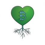 Cryptocurrency Bitcoin Love Heart With Root Thin Line Flat Desig Stock Photo