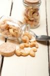 Cashew Nuts On A Glass Jar Stock Photo