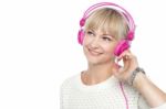 Gorgeous Woman Listening To Music Stock Photo