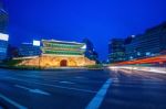 Sungnyemun Gate (namdaemun Market) At Night In Seoul, South Korea Stock Photo