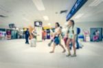 Blurred Crowd Of Tourist In The Airport Stock Photo