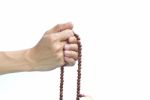 Beads In Hands Stock Photo