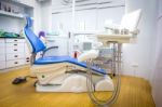 Blue Chair Dentist Office Wait Stock Photo