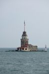 Istanbul, Turkey - May 24 : View Of Maiden's Tower In The Bosphorus In Istanbul Turkey On May 24, 2018. Unidentified People Stock Photo