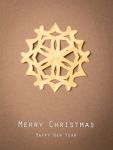 Vintage Christmas Postcard With True Paper Snowflakes Stock Photo