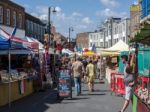 Market In London Road  East Grinstead Stock Photo