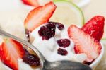 Fruit And Yogurt Salad Healthy Breakfast Stock Photo