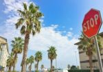 Elegant Boulevard With A Stop Sign Stock Photo