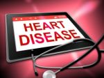 Heart Disease Tablet Indicates Online Cardio 3d Illustration Stock Photo