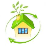 Eco House Indicates Earth Friendly And Building Stock Photo