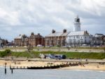 People Enjoying The Beach At Southwold Stock Photo