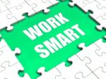 Work Smart Puzzle Shows Intelligent Clever Worker Stock Photo