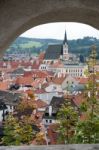 View Of Krumlov From The Castle  Of Cesky Krumlov Stock Photo