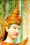 Face Of Thai Dancing Girl Sculpture Stock Photo