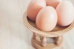 Closed Up Fresh Chicken Eggs Stock Photo