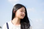 Portrait Of Thai Teen Beautiful Girl Happy And Relax Stock Photo