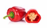 Red Paprika Isolated On White Background Stock Photo