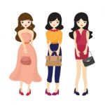 Fashion Girl And Woman Cartoon Illustration Stock Photo