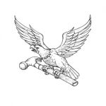 Eagle Clutching Hammer Drawing Stock Photo