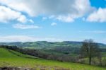 Scenic View Of The Undulating Countryside Of Somerset Stock Photo