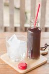 Bottle Of Black Coffee With Ice Stock Photo