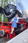 Dutch Woman Expressing Happiness For Freedom And Peace On Steam Stock Photo