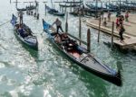 Gondolas Entering The Grand Canal Venice Stock Photo