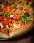 Close Up Shrimp On Sea Food Pizza Ready For Eating Stock Photo