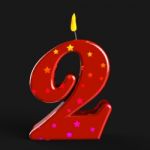 Number Two Candle Means Second Birthday Or Celebration Stock Photo