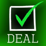 Deal Tick Indicates Hot Deals And Bargain Stock Photo