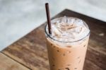 Glass Of Coffee Mocha With Ice Stock Photo