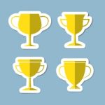 Trophy Cup Icon Set Stock Photo