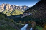 Autumn Landscape In Ordesa National Park, Pyrenees, Huesca, Arag Stock Photo