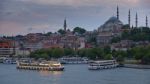 Istanbul, Turkey - May 29 : View Of Buildings And Boats Along The Bosphorus In Istanbul Turkey On May 29, 2018 Stock Photo