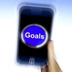 Goals On Mobile Phone Shows Aims Objectives Or Aspirations Stock Photo