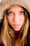 Young Woman Wearing Hood Stock Photo