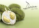 Durian On Green Solid Background Stock Photo