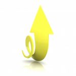 swirly yellow arrow in upward Stock Photo