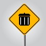 Bin In Traffic Sign Stock Photo