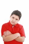 Boy With Arm Crossed Stock Photo